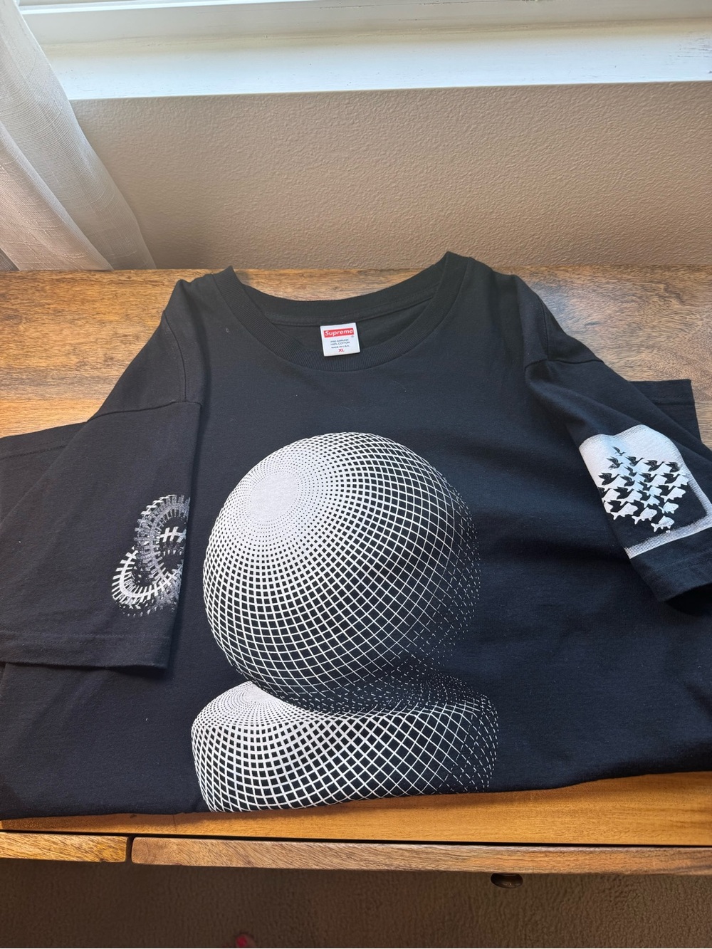 Supreme Black Tee with White Optical Sphere Graphic